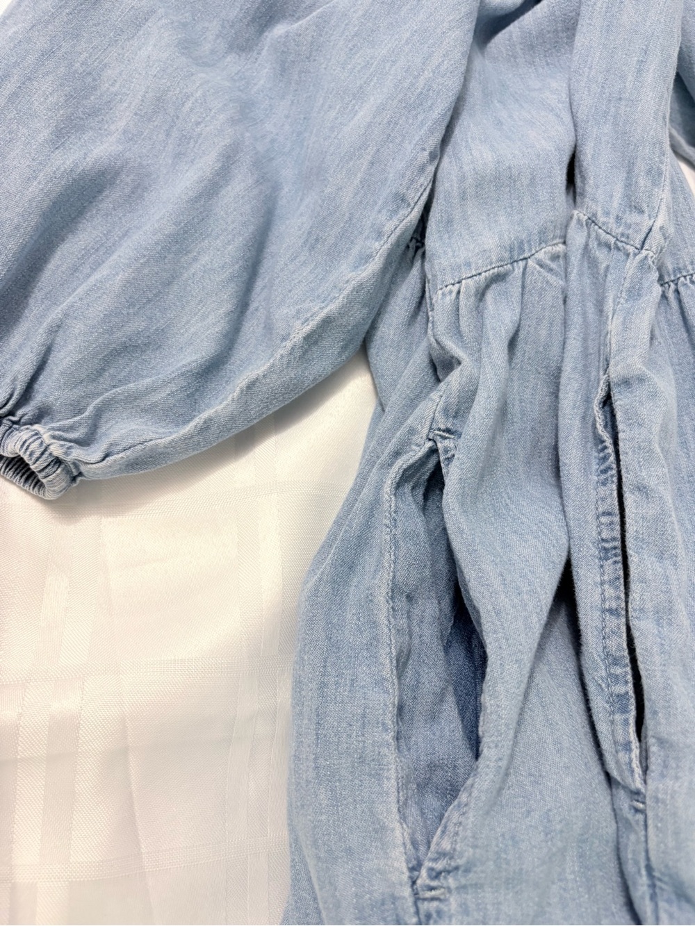 GAP Indigo Chambray Tiered Boho Cottagecore Flowy Dress Organic Cotton Size M - Picture 7 of 8